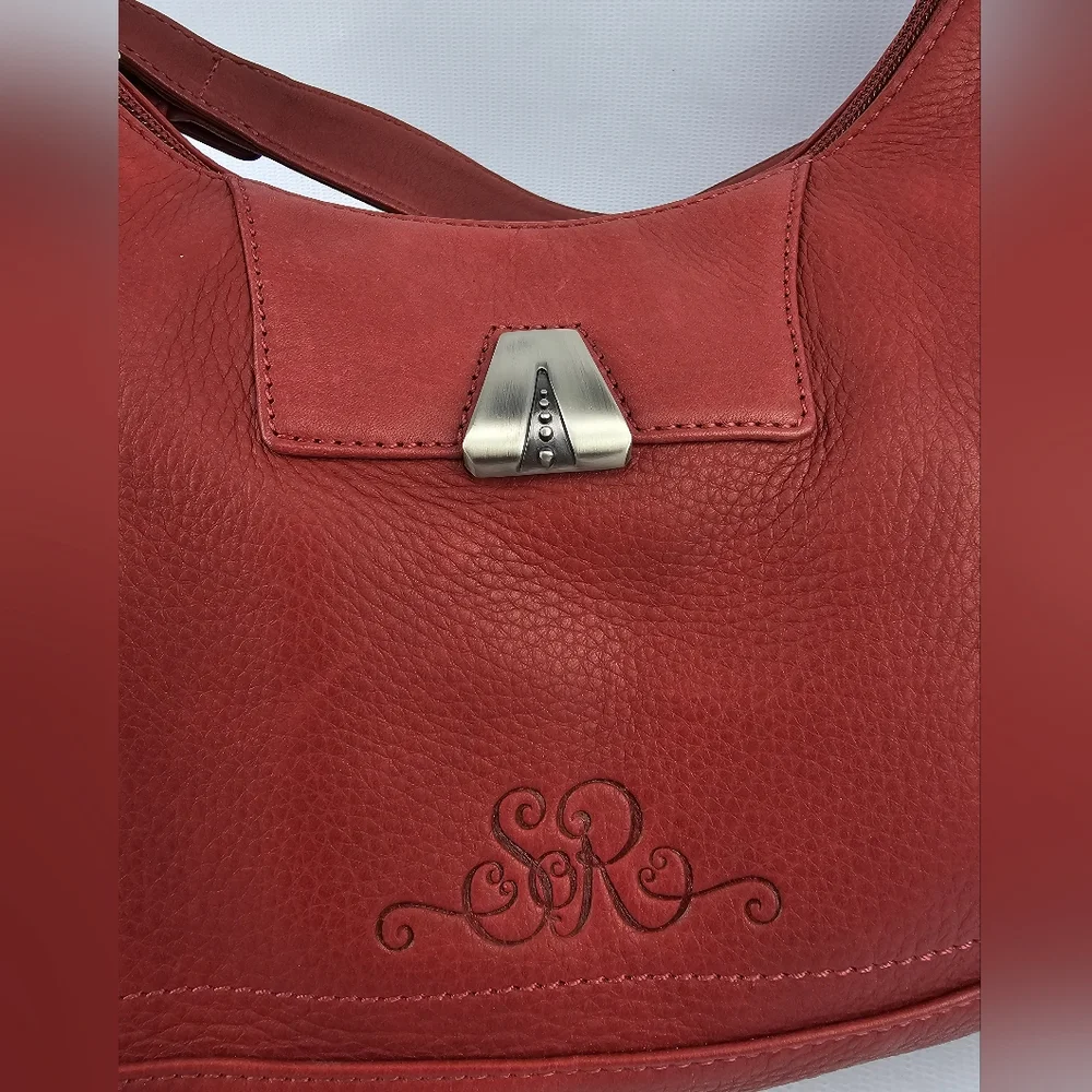 Longaberger Leather So Rachel Boho Shoulder Bag Merlot/Red - Picture 5 of 12